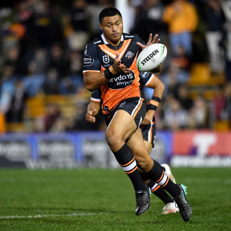 The Wests Tigers are looking to upgrade and extend the contract of powerhouse prop Stefano Utoikamanu. Picture: NRL Photos