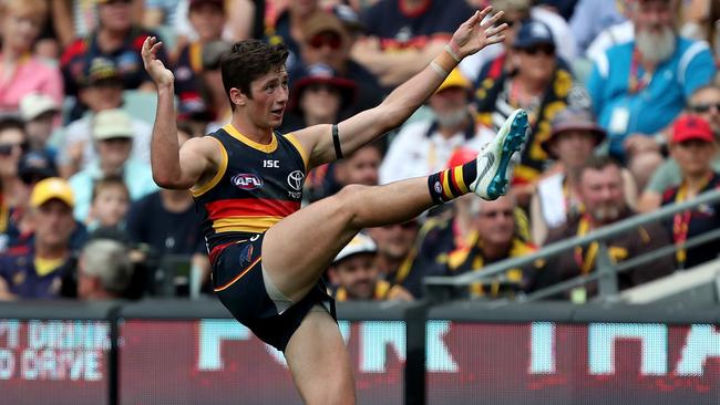 It was a dream start to Jones’ AFL career in 2019, kicking a goal with his first kick (Photo by James Elsby/AFL Photos)