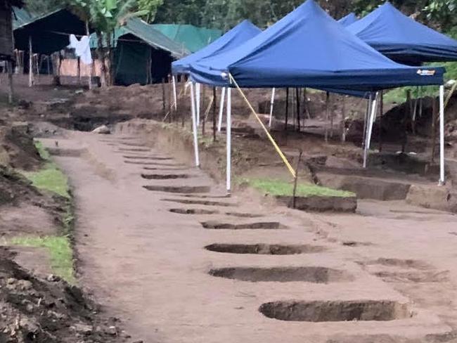 Work is underway at Templeton's Crossing on the Kokoda Track to recover the remains of Australian soldiers who died there in World War II.Picture: Supplied