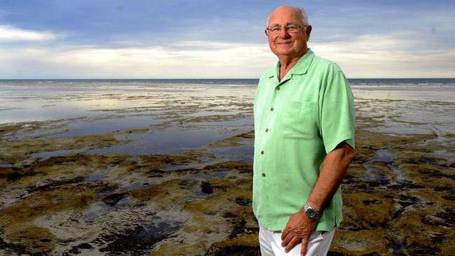 Shark attack survivor Rodney Fox at the beach where he was attacked.