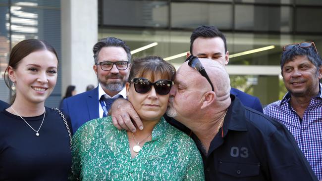 Brett and Belinda Beasley leave the Supreme Court in Brisbane with family and supporters, after the teen convicted of their son Jack’s murder was unsuccessful in the appeal to have the length of his sentence reduced. Picture: NCA NewsWire/Tertius Pickard