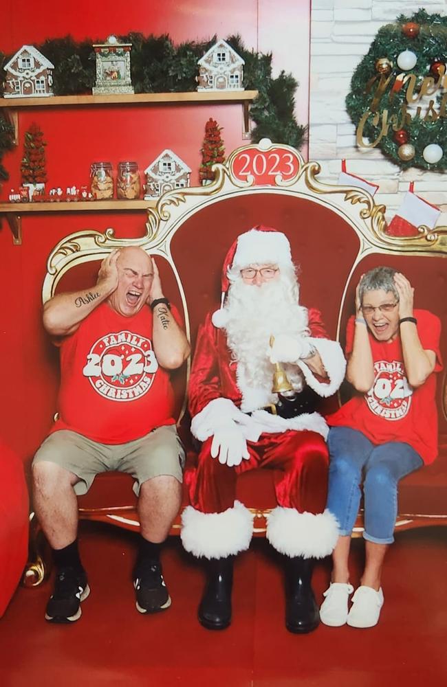 Keith and Lisa Burke with Santa: Stocklands Rockhampton 2023.