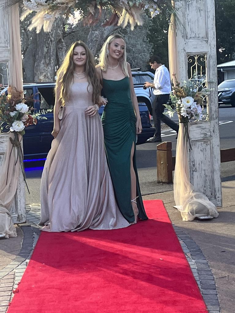 Tahlia Dobbs-Robertson and Charlie Mynard arrive at Hervey Bay High School's formal.
