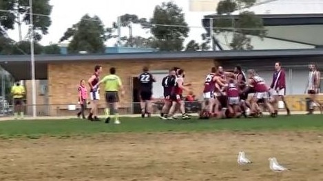 This brawl between Tarneit and North Sunshine saw the match called off.