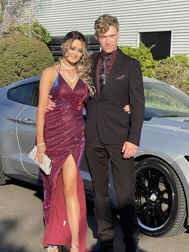 Emma Austin and Izak McGregor arrive at the formal.