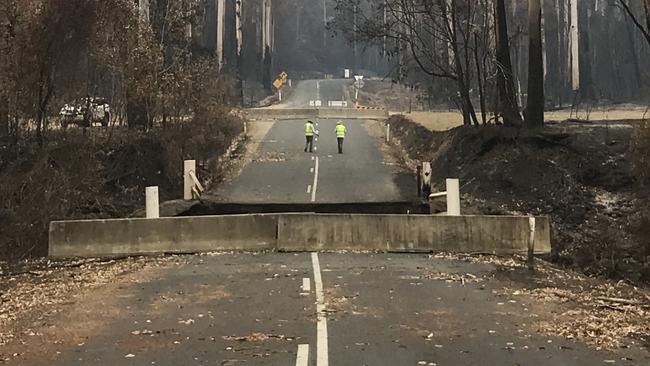 The aftermath of recent bushfires impacting the Armidale Road. Photo: Clarence Valley Council