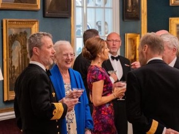 King Frederik, Queen Margrethe and Queen Mary at Amalienborg Palace in Copenhagen. Picture: Supplied