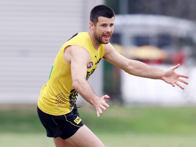 Richmond training at Metricon Stadium on the Gold Coast . 22/07/2020. Trent Cotchin of the Tigers  at training today  . Pic: Michael Klein