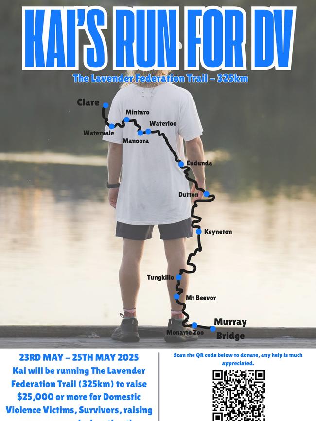Kai Martin will be running the Lavender Federation Trail from Friday, finishing May 25 at Sturt Reserve, Murray Bridge.