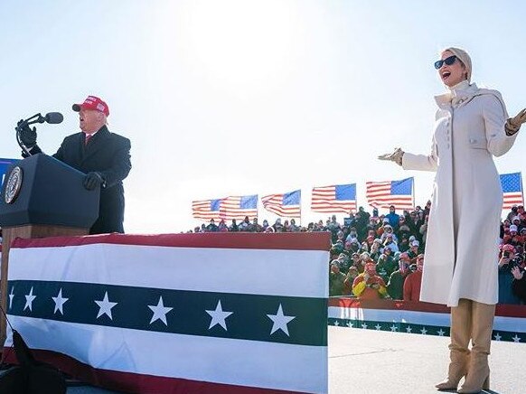 Ivanka with her father US President Donald Trump in Dubuque, Iowa.