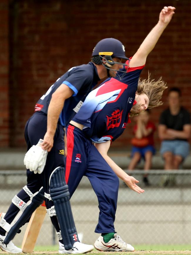 Premier: Dandenong bowler Jakeb Thomas. Picture: Stuart Milligan