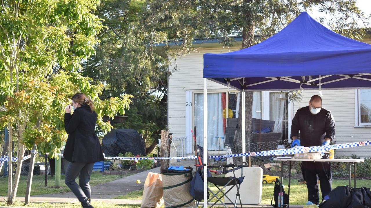 Forensics officers on scene on Sunday afternoon after 38-year-old Christopher Anderson was shot dead outside his home on Old Logan Rd, Gailes. Photo: Ebony Graveur