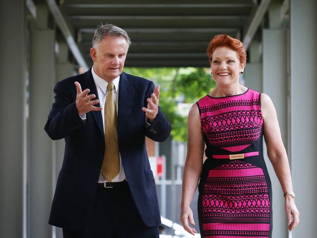 Mark Latham and Pauline Hanson announce he will run as leader of the NSW state One Nation Party in the upcoming election. Picture: John Feder