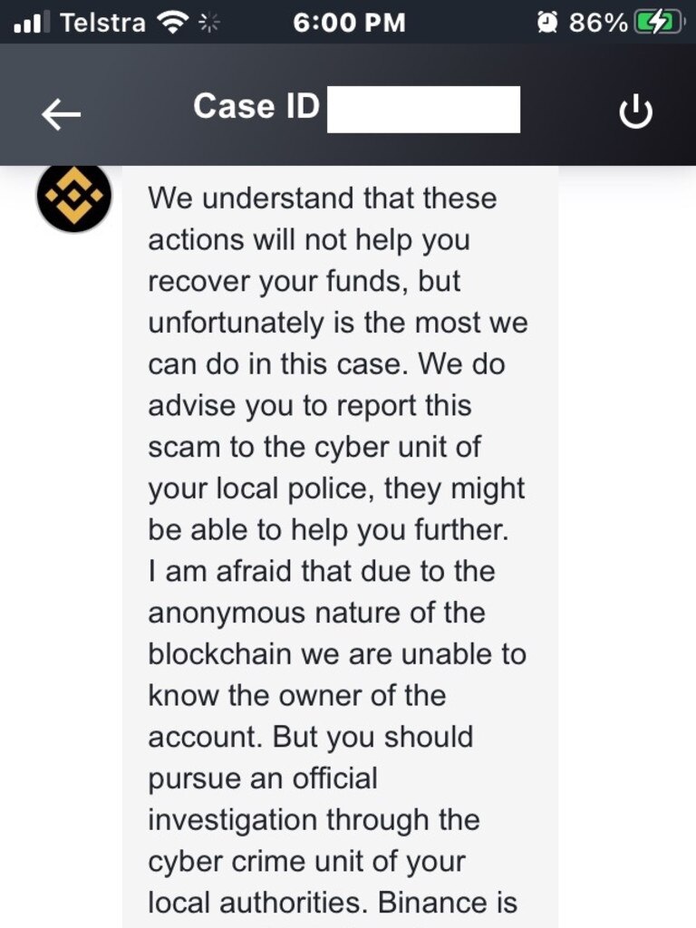 Binance said they couldn’t be blamed as the cash was no longer on their platform.