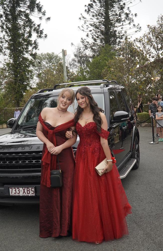 Students arriving in style for the 2024 Glasshouse Christian College formal at Flaxton Gardens.