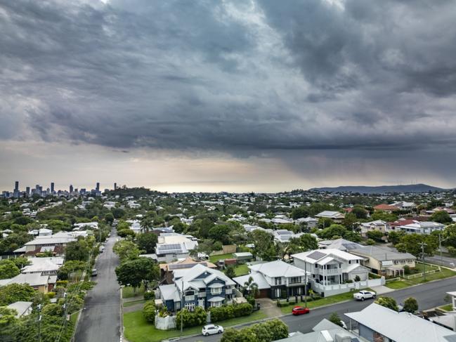 Storms hitting Brisbane on Saturday. Picture: Richard Walker