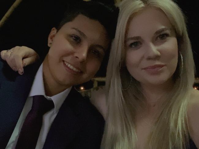 Cassie with her fiancee Tatiana are due to be married in March. Picture: Backgrid