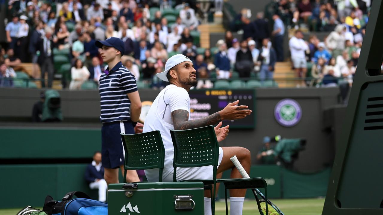 Nick Kyrgios’ regular back-and-forths with match umpires rubs some fans the wrong way. Picture: Getty