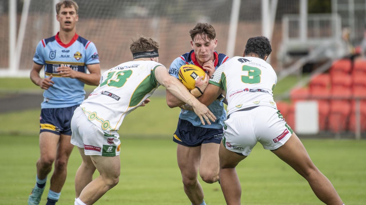 Bud Smith for Clydesdales. Colts – Western Clydesdales vs Ipswich Jets, rugby league. Saturday, April 29, 2023. Picture: Nev Madsen.