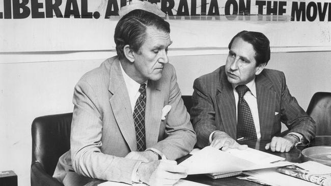 Tony Eggleton, Federal Director of the Liberal Party, with Malcolm Fraser.