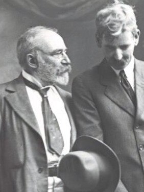 Archibald (left), co-founder of The Bulletin Magazine and author Henry Lawson in 19th Century photo.