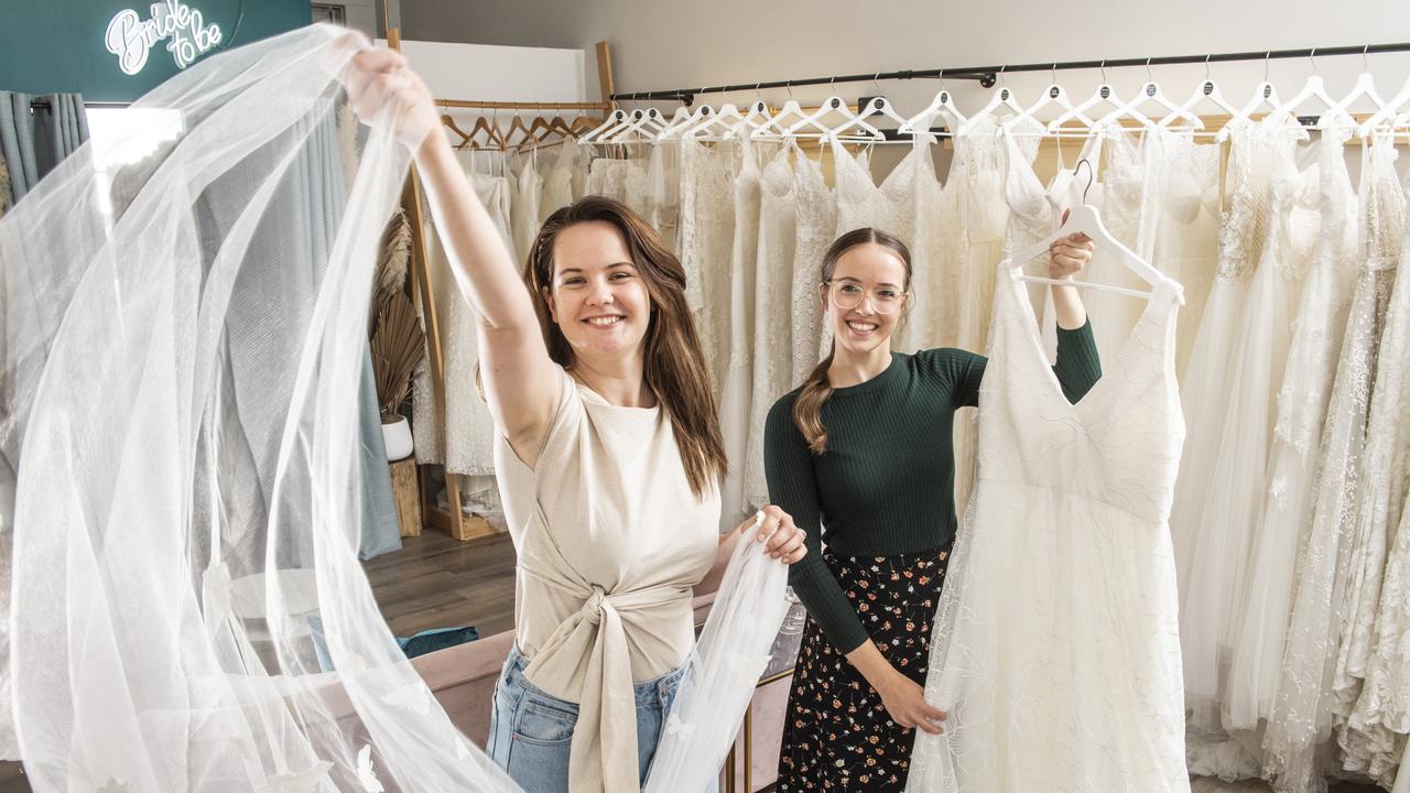 Lizzi Meyer (left) and Kate Meyer are part of Three Sisters Bridal Boutique team. Saturday, October 2, 2021. Picture: Nev Madsen.