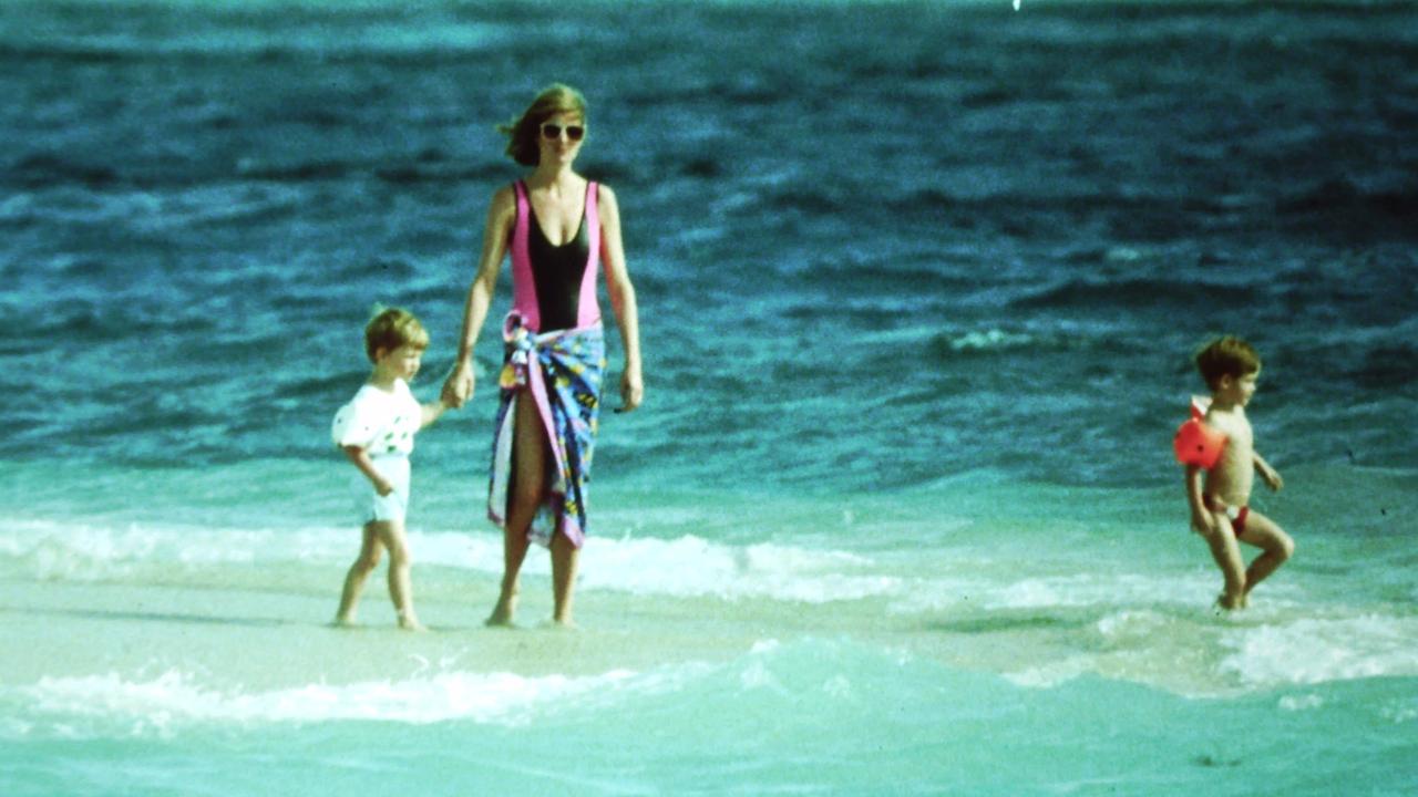 A pap picture of Princess Diana on holidays with Harry and William. Source: BIG Pictures