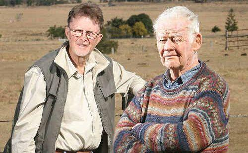 Col Thompson and Arnold Rieck from Rosewood are upset about proposed mining plans. . Picture: Rob Williams