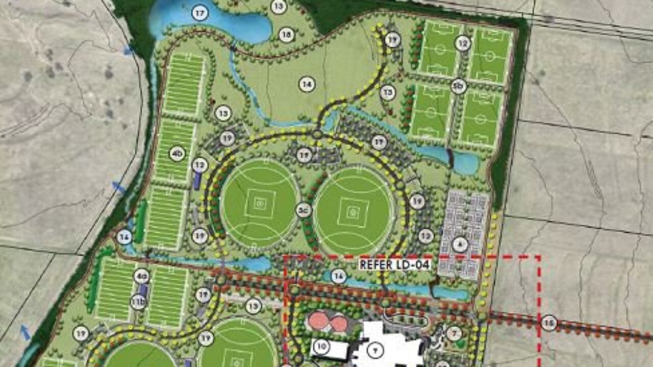 Details of the new Toowoomba multi-sports precinct at Charlton. Contributed