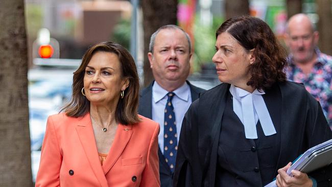 Lisa Wilkinson (L) and her lawyer Sue Chrysanthou at the Federal Court in Sydney. Picture: NCA NewsWire / Christian Gilles