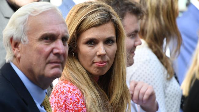 ‘They regard her as a barnacle on the boat’: Carrie Symonds outside 10 Dowing Street last week. Picture: Getty Images