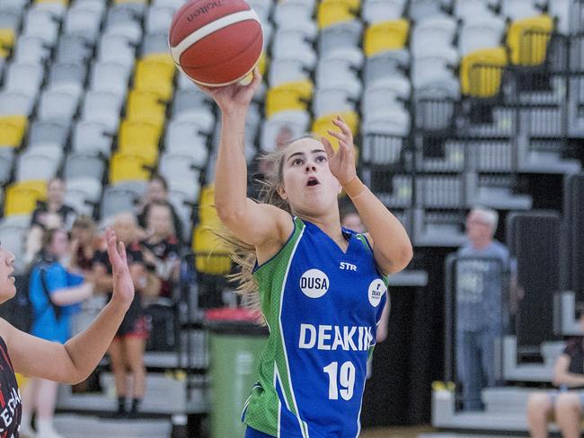 UniSport Games basketball competition on Tuesday. RMIT University  against  Deakin University.  Deakin University's Tayla Cendamo.  Picture: Jerad Williams