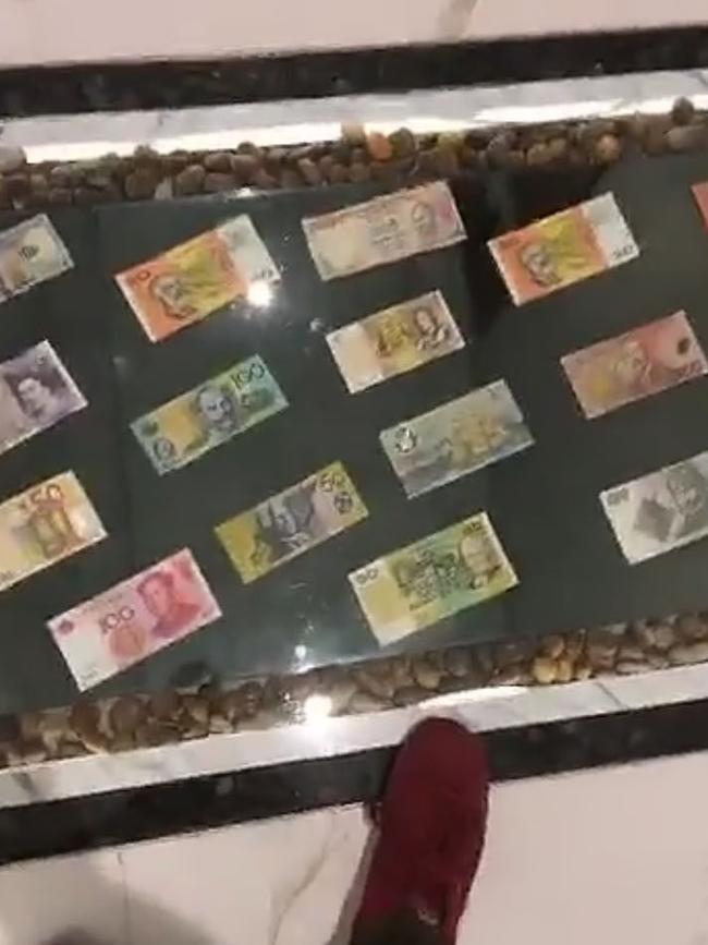 Visiting American rapper Tyga loved Salim Mehajer’s cash-in-the-floor decorating idea. Picture: Instagram