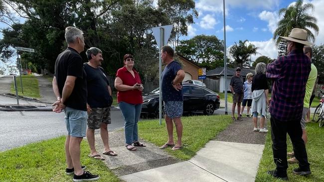 Ashmore residents gather to protest their closure of their street as part of the marathon Cotlew Street roadworks.