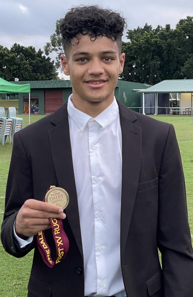 Jack Boland the St Patrick's fullback with his “Doubles” Daley medal named after Peter Daley, a stalwart of the code and the Souths club.