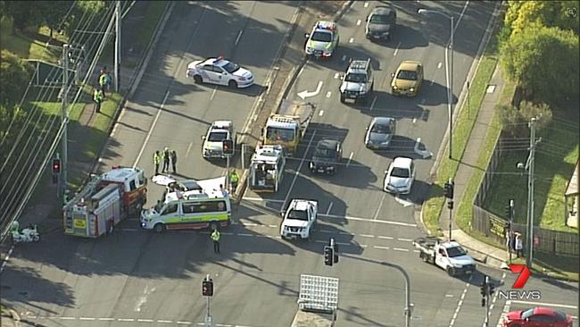 The scene of the Browns Plains crash. Picture: 7 News/Twitter