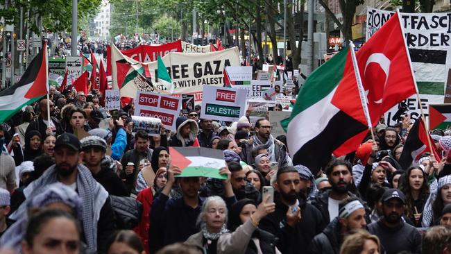 Those attending the rally were calling for Gaza to be freed. Picture: NCA NewsWire / Valeriu Campan