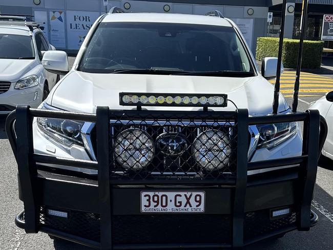 The man is understood to be driving a pearl white Toyota LandCruiser 2021 with registration 390GX9, with distinct bull bar, light bar and a dint in driver-side rear door.