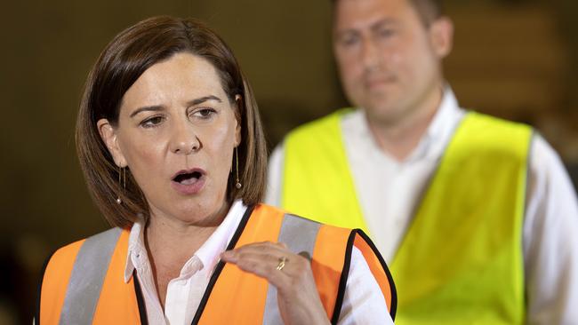 Queensland LNP opposition leader Deb Frecklington visits recycling company ERS Queensland on Monday. Picture: NCA NewsWire / Sarah Marshall