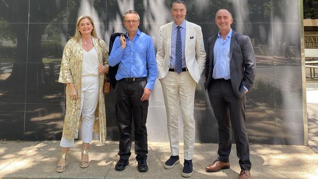 Mena Muecke, Dr Michael Mosley, Dr James Muecke and fitness coach Ray Kelly at the National Press Club. Picture: Supplied