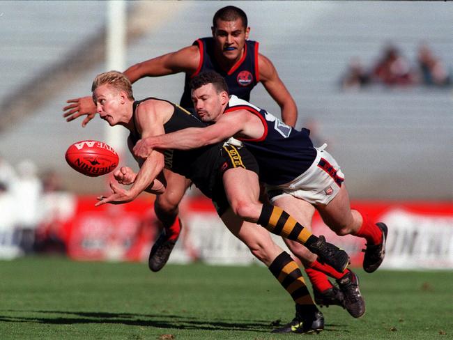 Sacred Heart old scholar Nick Chigwidden playing for Glenelg in 1996. Picture: Mark Brake.