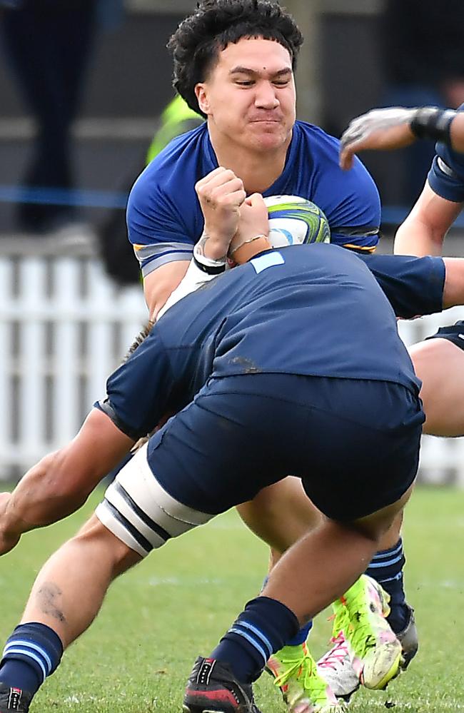 Churchie player Dre Pakeho GPS first XV rugby between Churchie and Brisbane Grammar School. Saturday September 3, 2022. Picture, John Gass