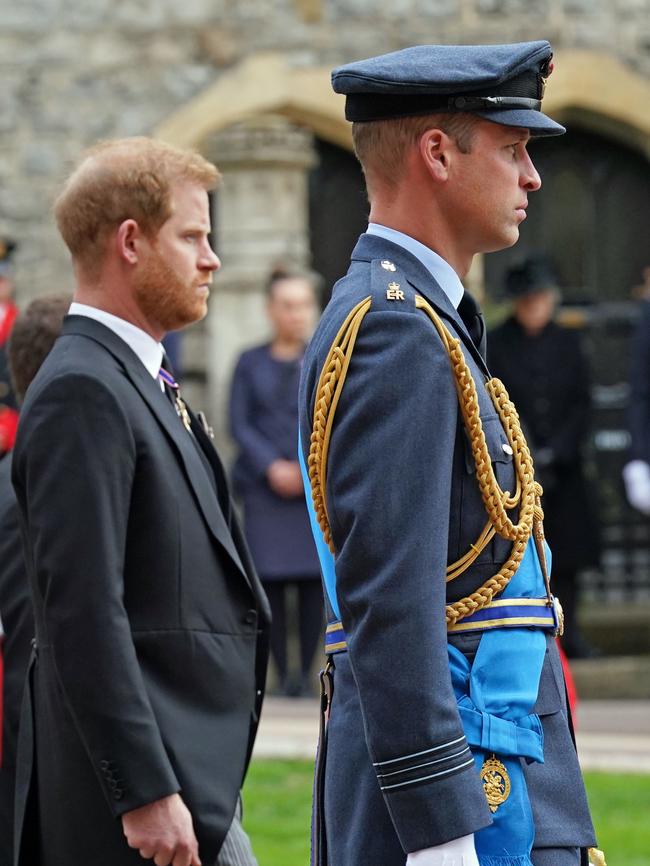 Prince Harry and Prince William follow the State Hearse carrying the coffin of Queen Elizabeth II. Picture: Getty Images