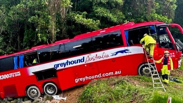 Fifteen people were injured after a Greyhound bus crashed on Tuesday. Picture: Supplied