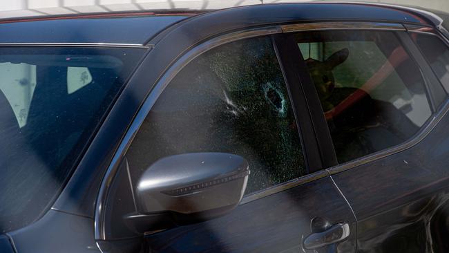 Damage left by vandals to a car on Mahogany St. Picture: Che Chorley