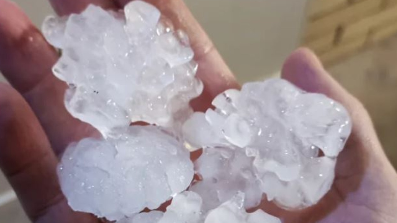 Large hail fell in Brisbane's west on Saturday. Picture: Via Reddit