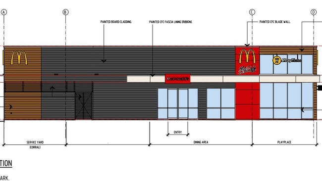 The design plans for the McDonalds family restaurant proposed for Andergrove. Picture: Urbis, Mackay Regional Council.