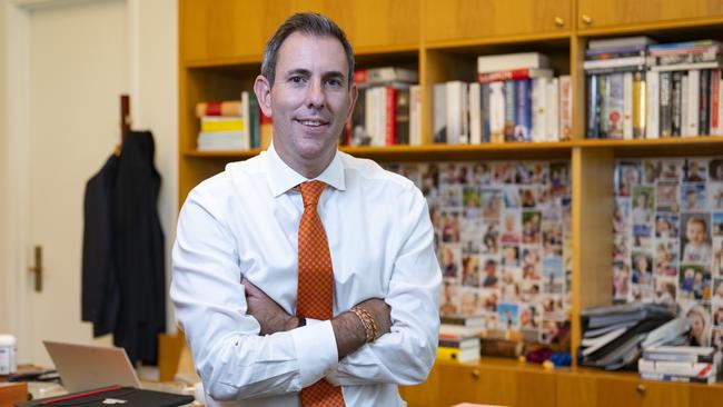 Jim Chalmers in his office at Parliament House in Canberra ahead of MYEFO. Picture: NCA NewsWire / Martin Ollman