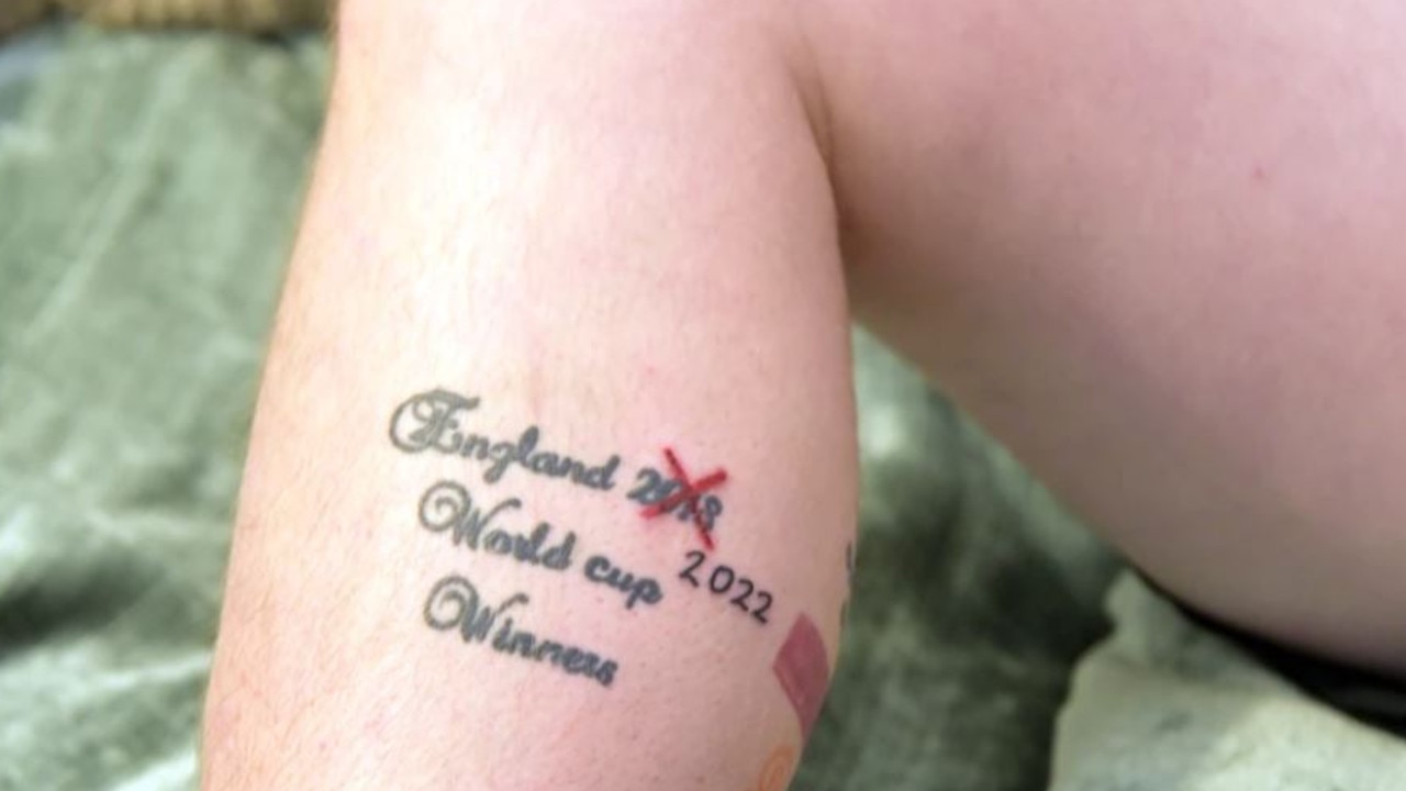 An English superfan got a very pre-emptive tattoo. Picture: The Sun