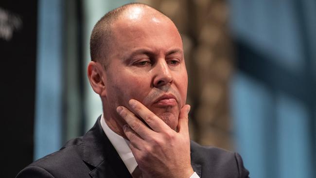 Federal Treasurer Josh Frydenberg speaking at a Federal Budget breakfast briefing in Sydney. Picture: NCA NewsWire / James Gourley